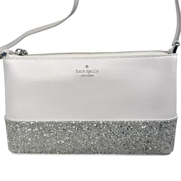 NWT Kate Spade Flash White and Silver Glitter Crossbody Bag - Picture 4 of 9